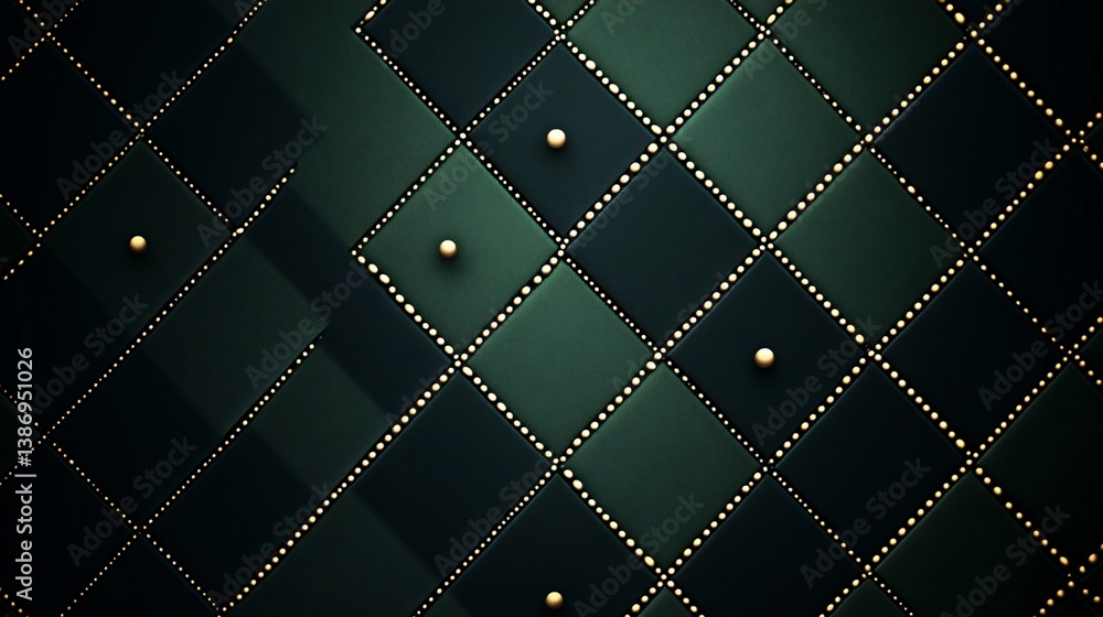 Naklejka premium Elegant Emerald Geometric Pattern with Golden Accents and Refined Style