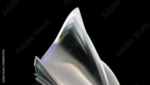 Wallpaper Mural 3d render abstract background on dark background, Transparent glossy glass, Colorful curve glass with dispersion. Torontodigital.ca