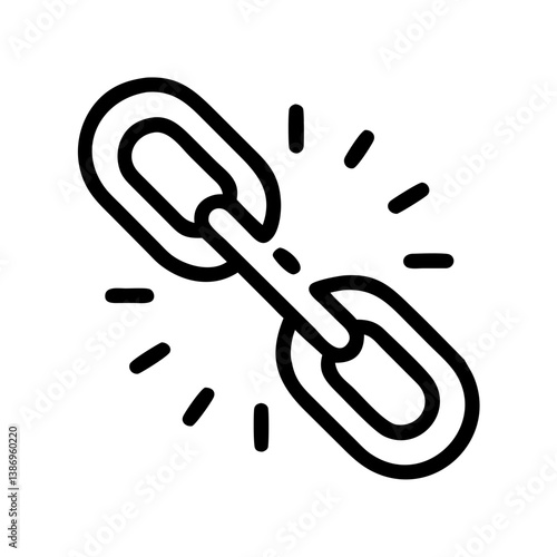 Broken Chain Link Representing Disconnect or Broken Connection Icon Design