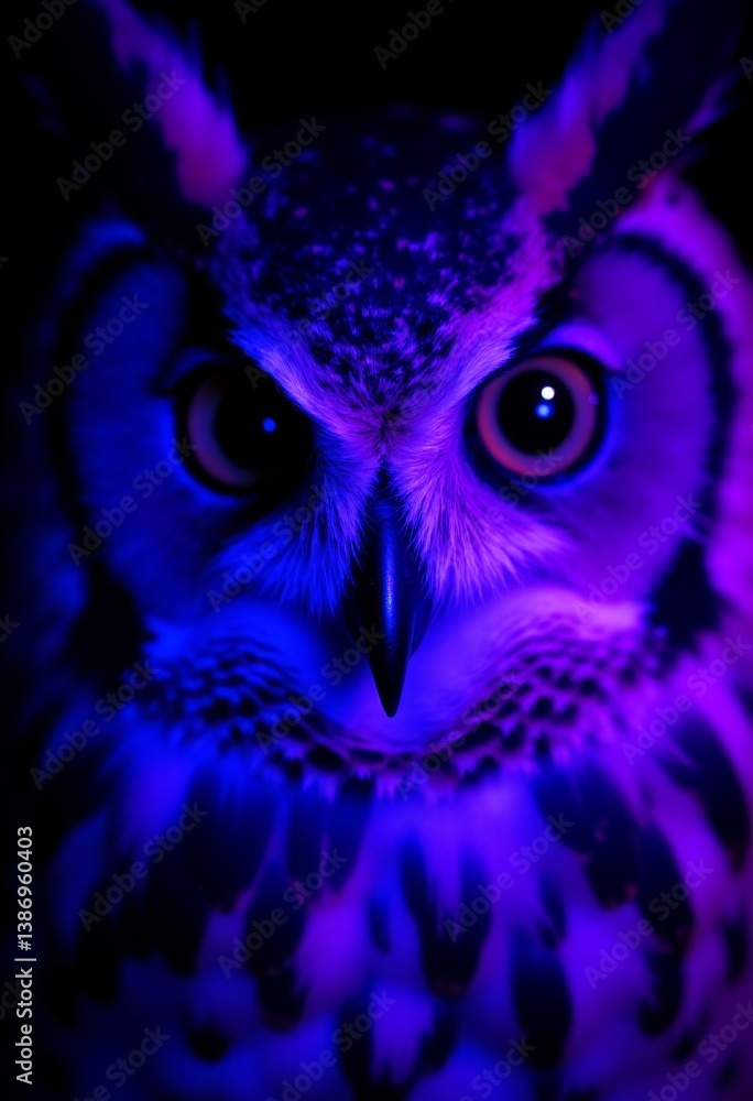 Fototapeta premium A close up of an owl's face in the dark