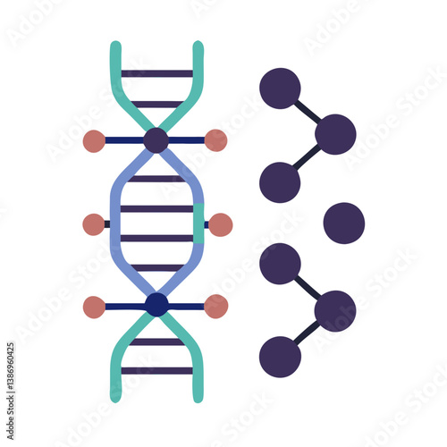 DNA Strands with Data Nodes Representing Bioinformatics and Genetic Tech