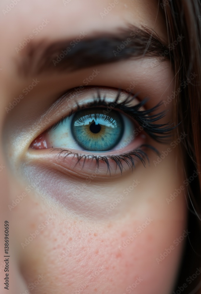 A close up of a woman's blue eye with long eyelashes A close up of a woman's blue eye with long eyelashes