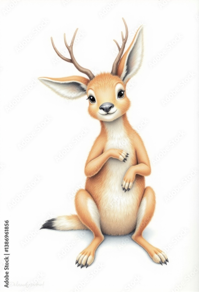 Obraz premium A drawing of a baby deer sitting on its hind legs