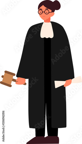 Law judge in black robe costume character