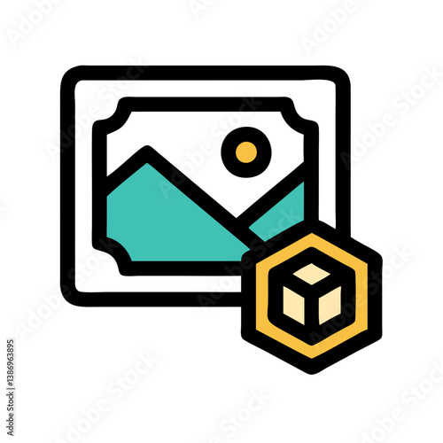 Colorful NFT Artwork Illustration for Blockchain and Virtual Galleries