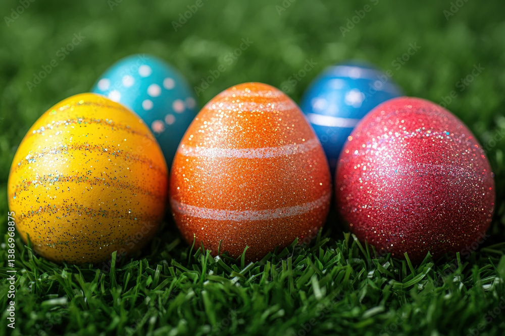 A background of Easter grass, colorful and festive, design theme