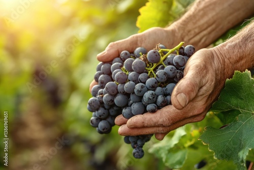 Hand holding grapes