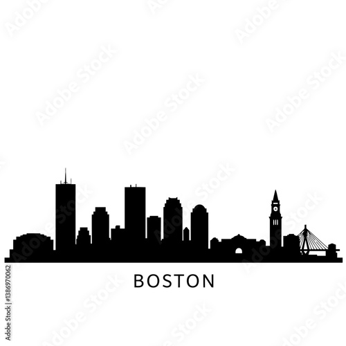 Boston, Massachusetts, skyline silhouette, vector