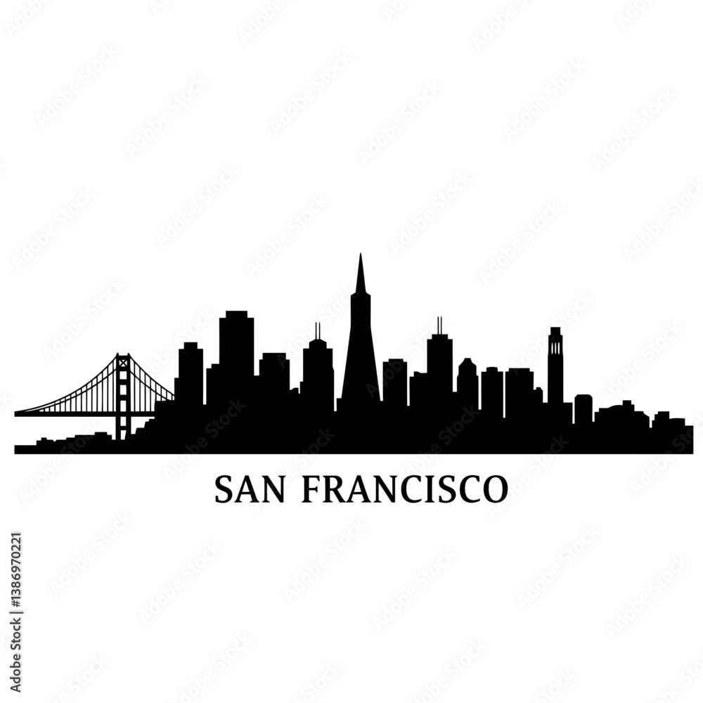 Obraz premium San Francisco Skyline Silhouette - Vector Illustration