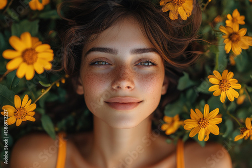 A portrait of a woman surro...