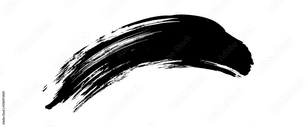 Vector modern black hand painted grunge brush stroke with splatters of paint stroke