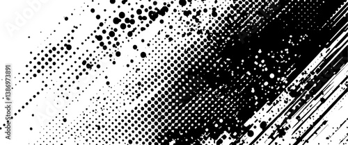 Obraz na płótnie Vector modern paintbrush grunge with halftone dots pattern texture style black grunge brush stroke background. w salonie