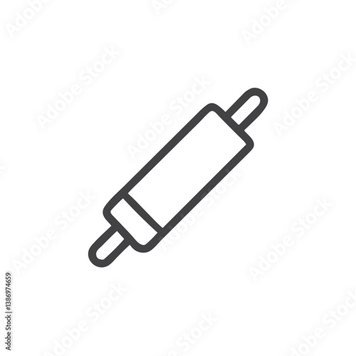 Classic rolling pin icon for baking websites, pastry blogs, cooking apps, recipe collections, and kitchen tool graphics