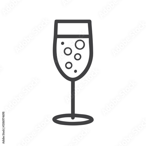 Sparkling wine glass icon for restaurant menus, beverage lists, wine apps, sommelier materials, and hospitality industry websites