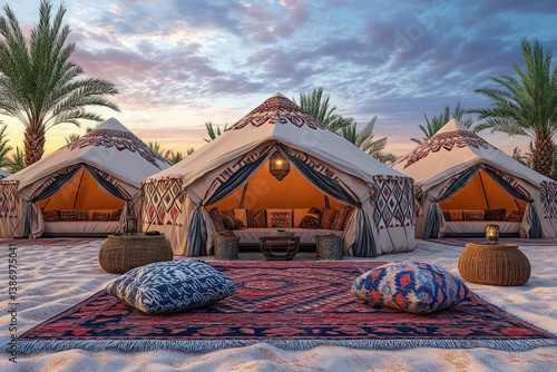 Bedouin tents in a desert, ...
