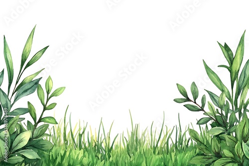 Lush Green Plants and Grass for Fresh Nature Background Design