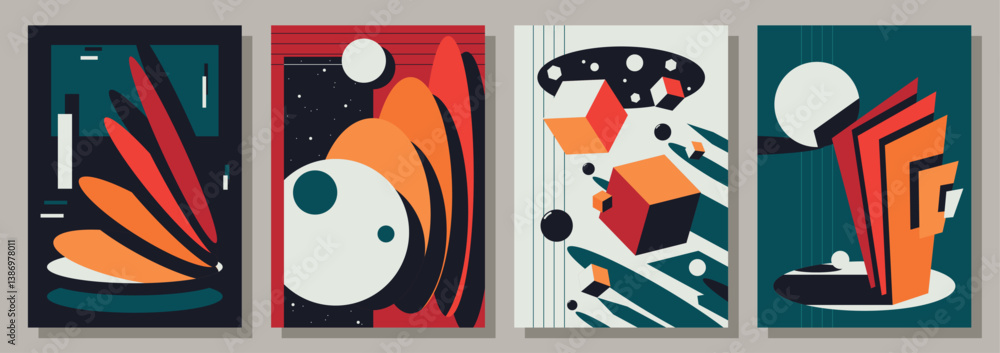 Fototapeta premium Colorful Abstract Posters Background Set, Vector Templates for Placards, Covers, Illustrations