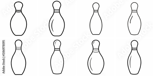 Bowling Pin Outline Coloring Book Page Line Art Drawing