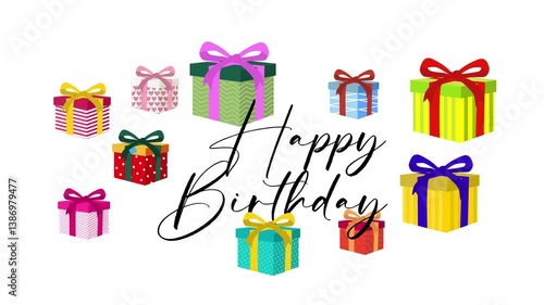 Happy birthday, presents gift box. Motion Graphic Template