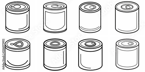 Canned Food – Outline Coloring Book Line Art Set