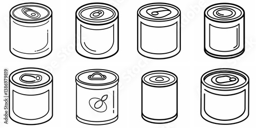 Canned Food – Outline Coloring Book Line Art Set