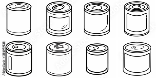 Canned Food – Outline Coloring Book Line Art Set