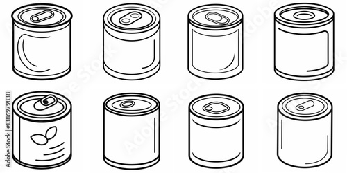 Canned Food – Outline Coloring Book Line Art Set