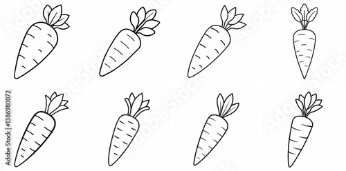 Carrots – Outline Coloring Book Line Art Set