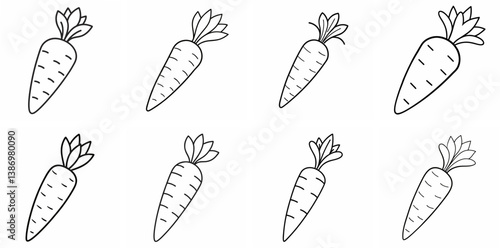 Carrots – Outline Coloring Book Line Art Set