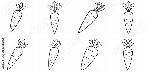Carrots – Outline Coloring Book Line Art Set