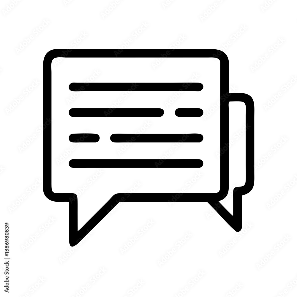 Chat Box with Lines Representing Message or Conversation Icon Design Chat Box with Lines Representing Message or Conversation Icon Design