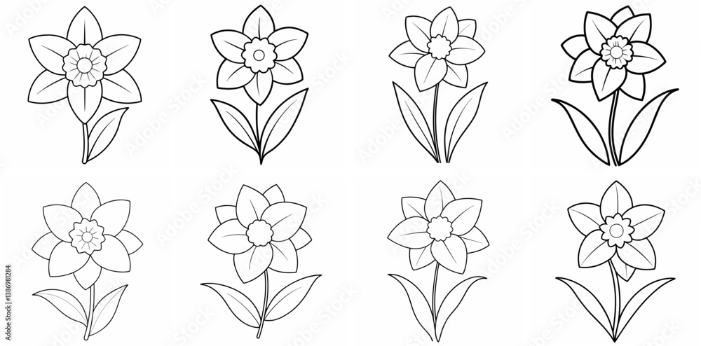 Daffodil – Outline Coloring Book Line Art Set Daffodil – Outline Coloring Book Line Art Set