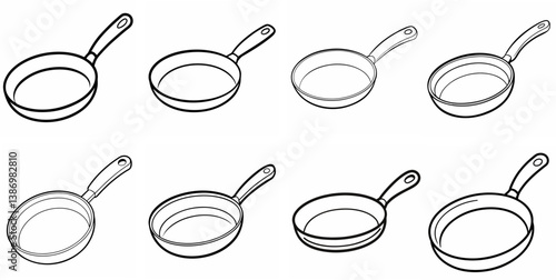 Frying Pan – Outline Coloring Book Line Art Set