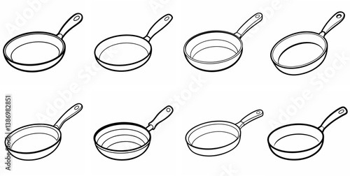 Frying Pan – Outline Coloring Book Line Art Set