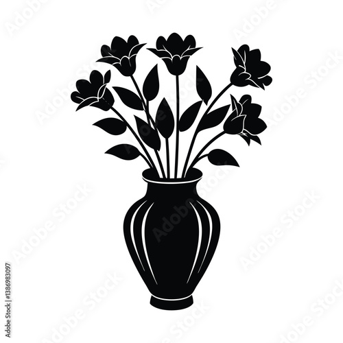 Silhouette flowers vase vactor Illustration