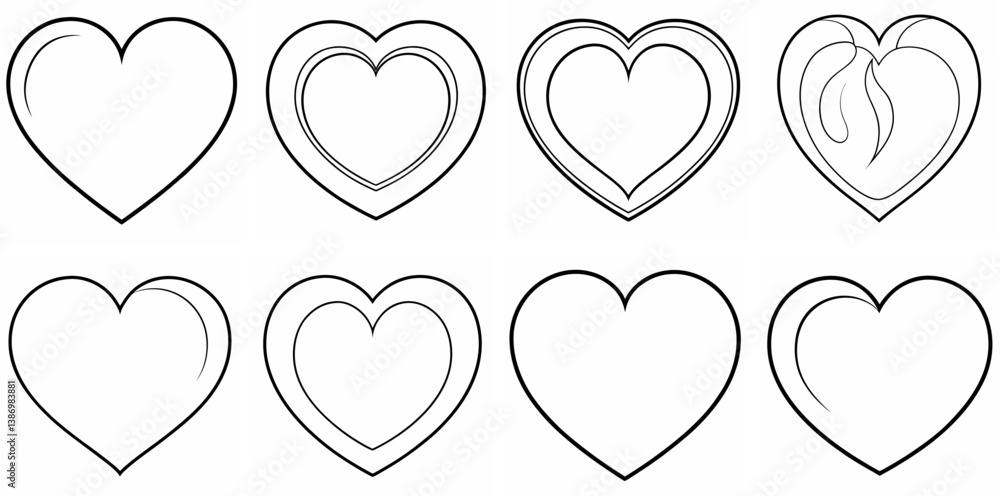 Heart – Outline Coloring Book Line Art Set Heart – Outline Coloring Book Line Art Set