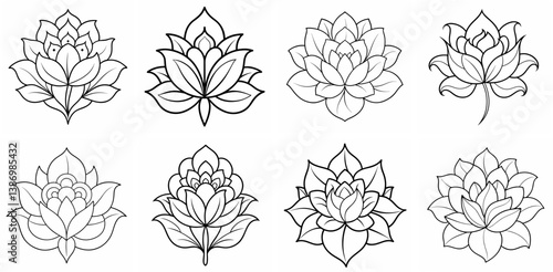 Luxury Floral – Outline Coloring Book Line Art Set