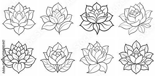 Luxury Floral – Outline Coloring Book Line Art Set