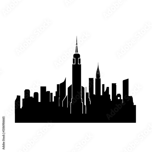 Silhouette New York skyline with iconic skyscrapers and urban landscape