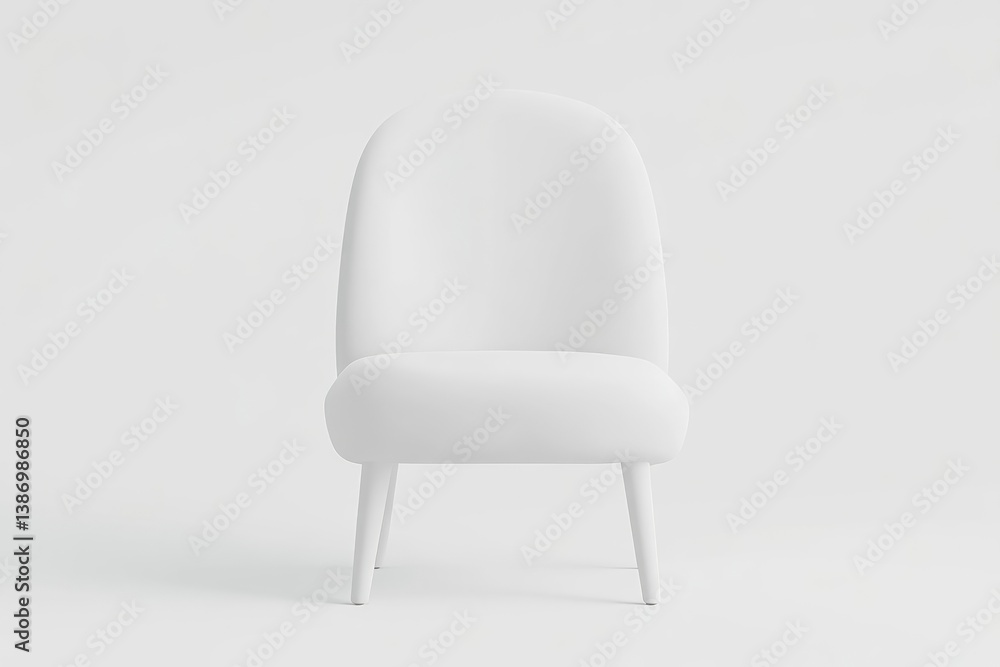 Modern, minimalist white chair. Simple, smooth curves and legs. Clean design Modern, minimalist white chair. Simple, smooth curves and legs. Clean design