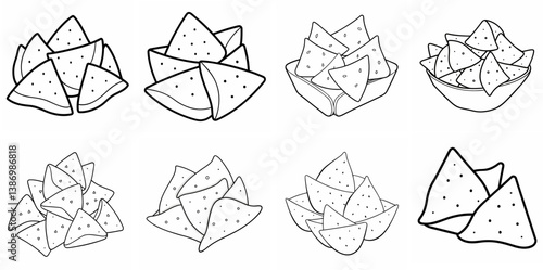 Pita Chips – Outline Coloring Book Line Art Set