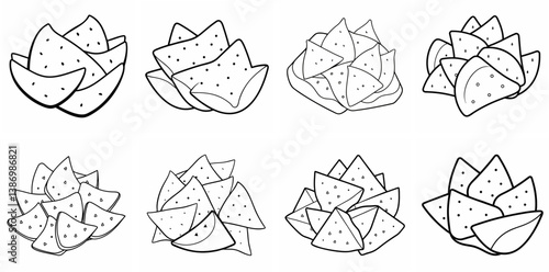 Pita Chips – Outline Coloring Book Line Art Set