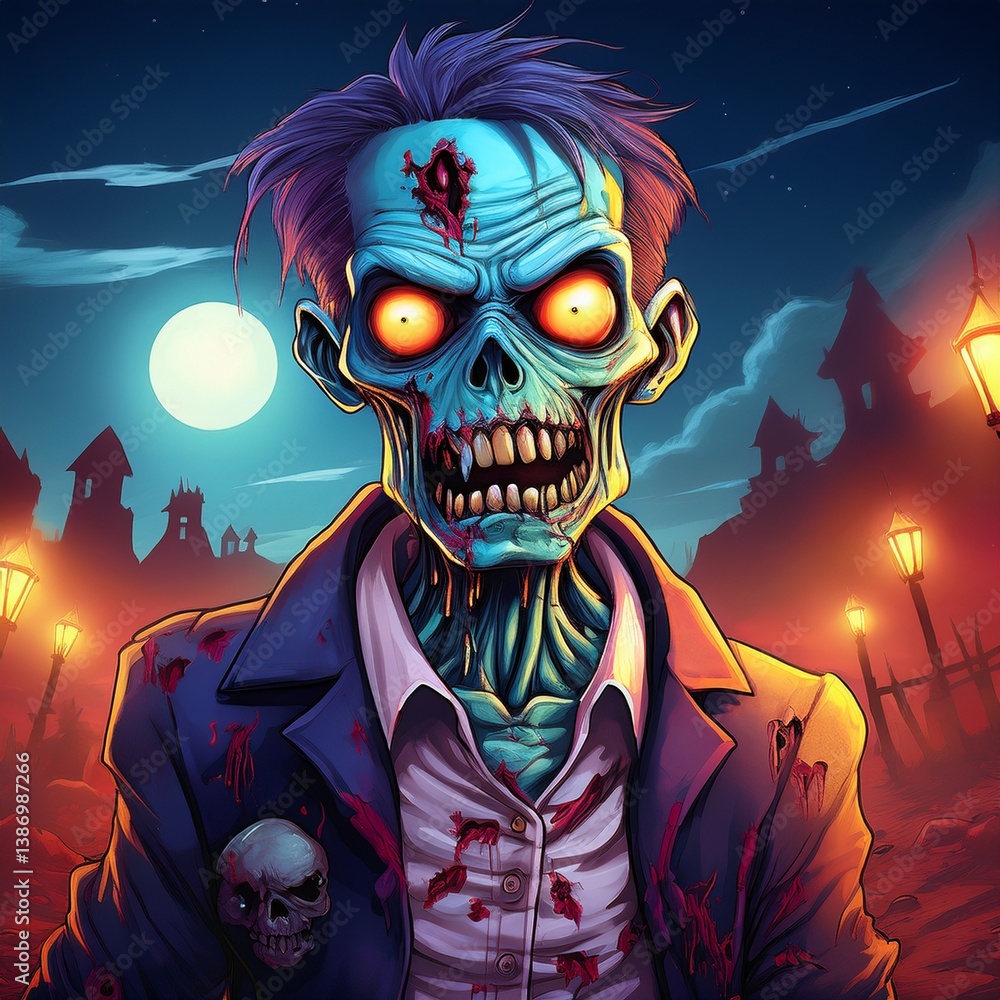 cartoon zombie in the night cartoon zombie in the night