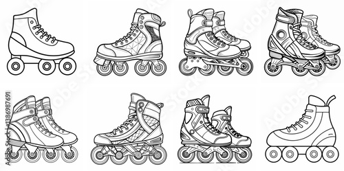 Rollerblades – Outline Coloring Book Line Art Set