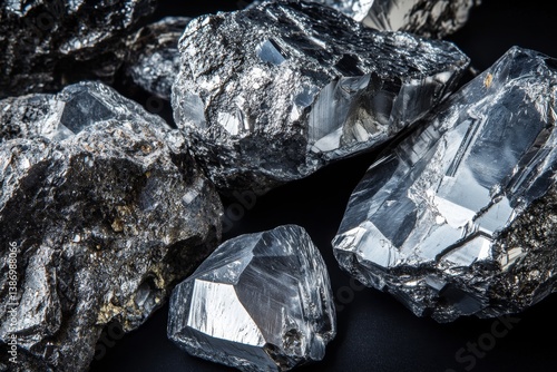 Rough, metallic mineral crystals