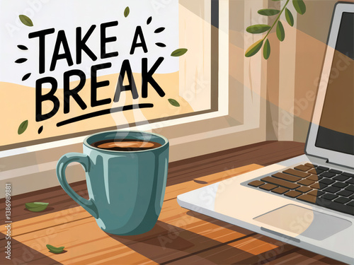 Take A Break. Cozy Coffee Break at Home Office: Enhancing Productivity and Relaxation with a Serene Workspace Design