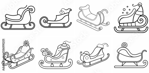 Cozy Winter Sledge – Outline Coloring Book Line Art Collection