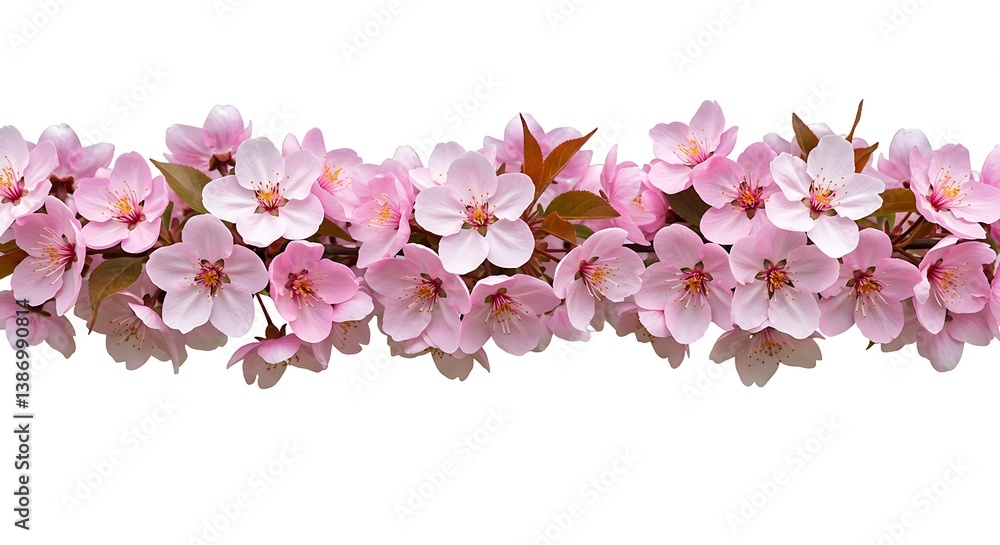 Naklejka premium Delicate Pink Blossom Branch, Springtime Floral Image AI Generated