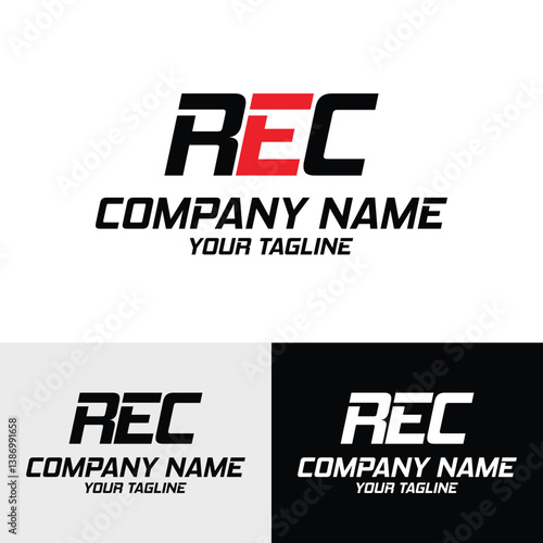 Initial REC letter, modern typography simple vector logo design template