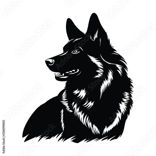 Yakutian Laika a simple minimal black silhouette